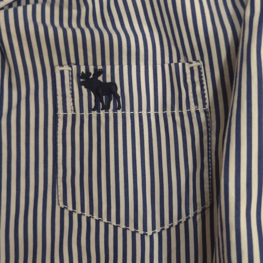 Two Girls Abercrombie Kids XL Button down Striped Shirts Navy Pink - Picture 3 of 5